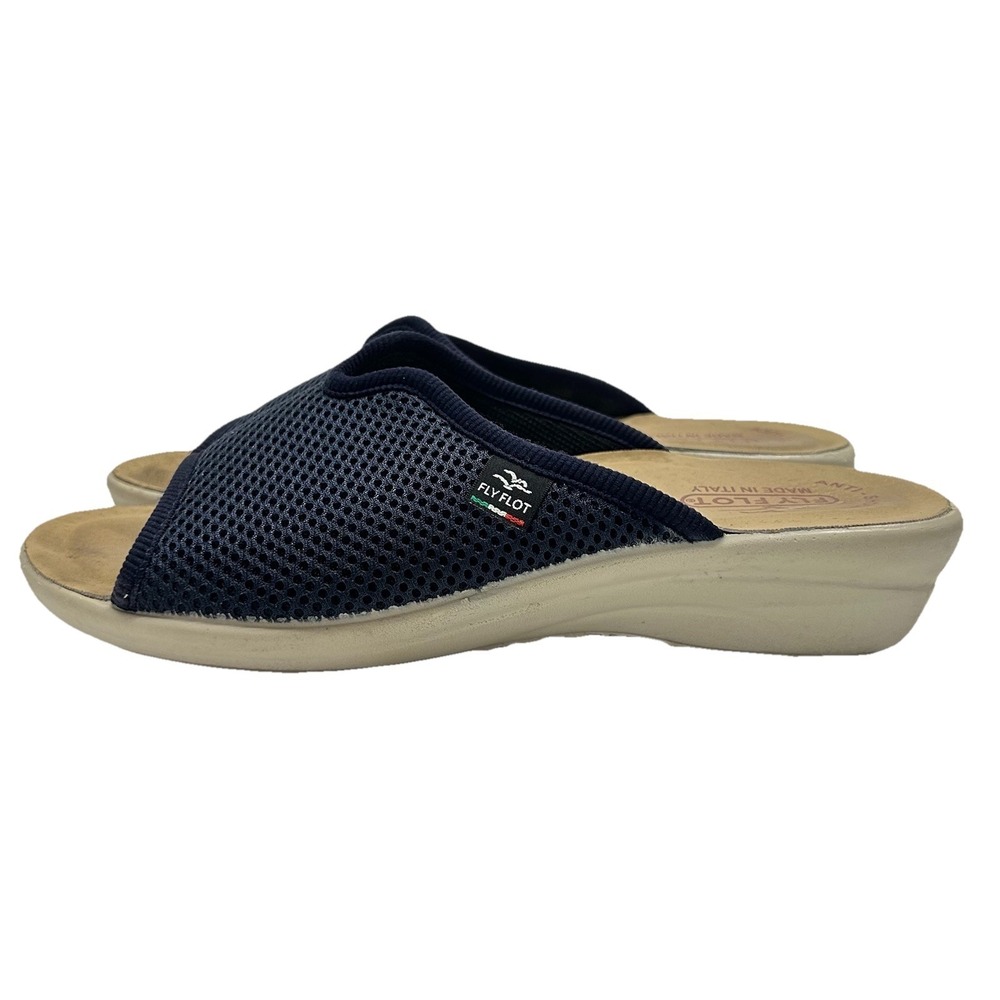 Fly Flot Sandals Women's 37 US 6.5 Slip On Wedge Heel Comfort Shoes Blue Italy